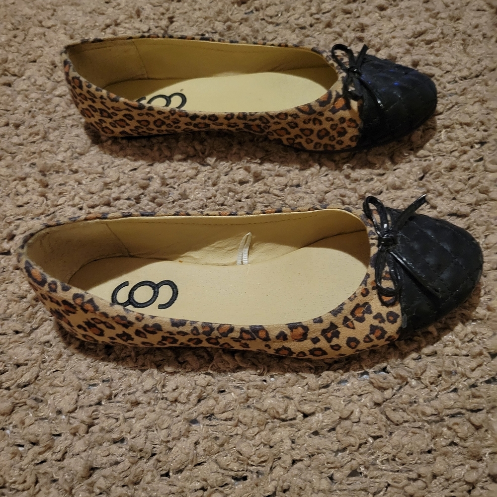 WOMENS LEOPARD PRINT FLAT BALLET SHOES BROWN AND BLACK SIZE 6 - Picture 4 of 10